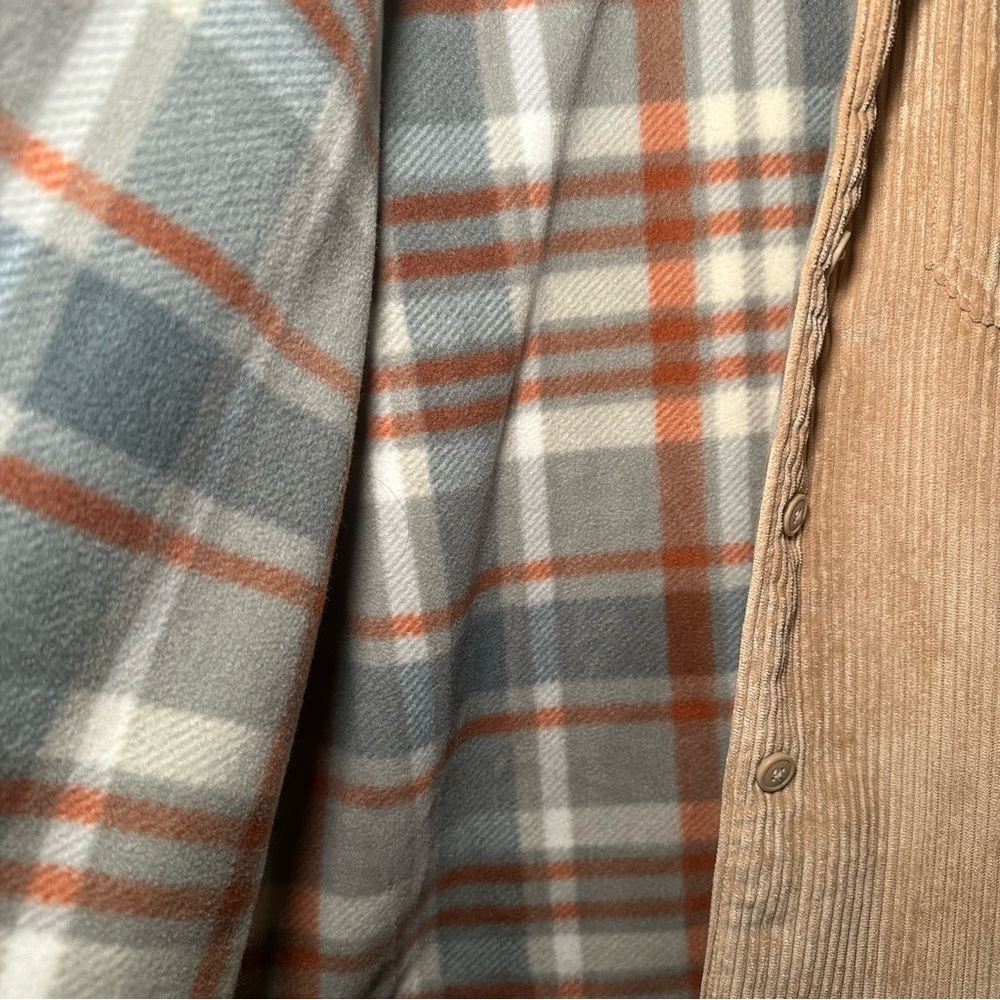 Three Dots Tan Corduroy Style Jacket with Plaid Lining Size M - Picture 5 of 15